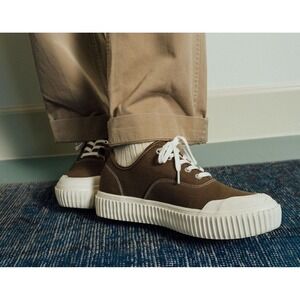 Seavees EUC Sato Oxford Lace Up Brownstone Recycled Canvas Sneakers men 10.5